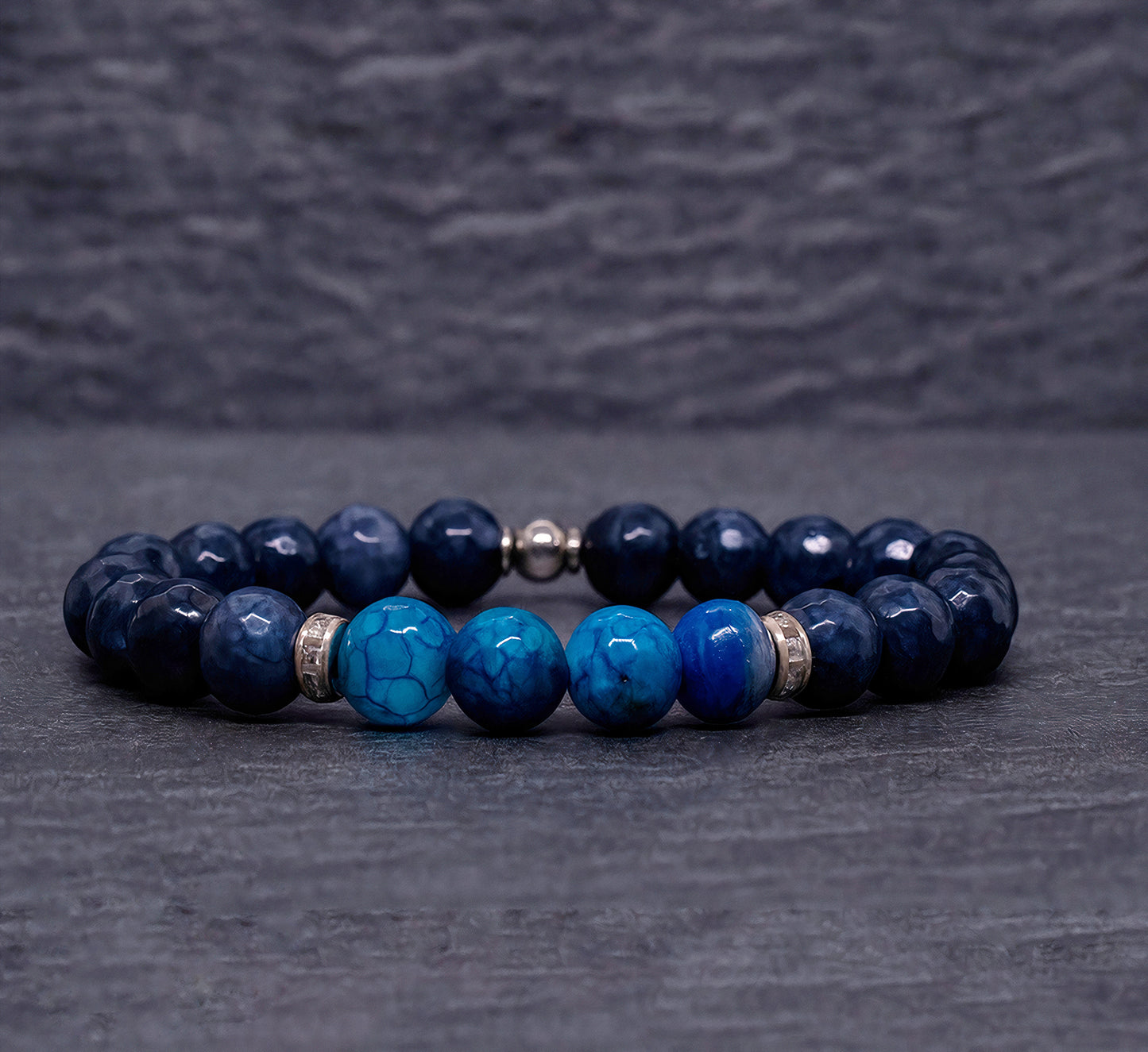 Navy Blue Agate - Blue Sapphire عقيق كحلي و حجر سفير ازرق