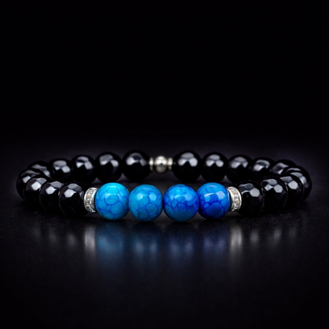 #16: Black Agate - Blue Sapphire عقيق اسود و حجر سفير ازرق