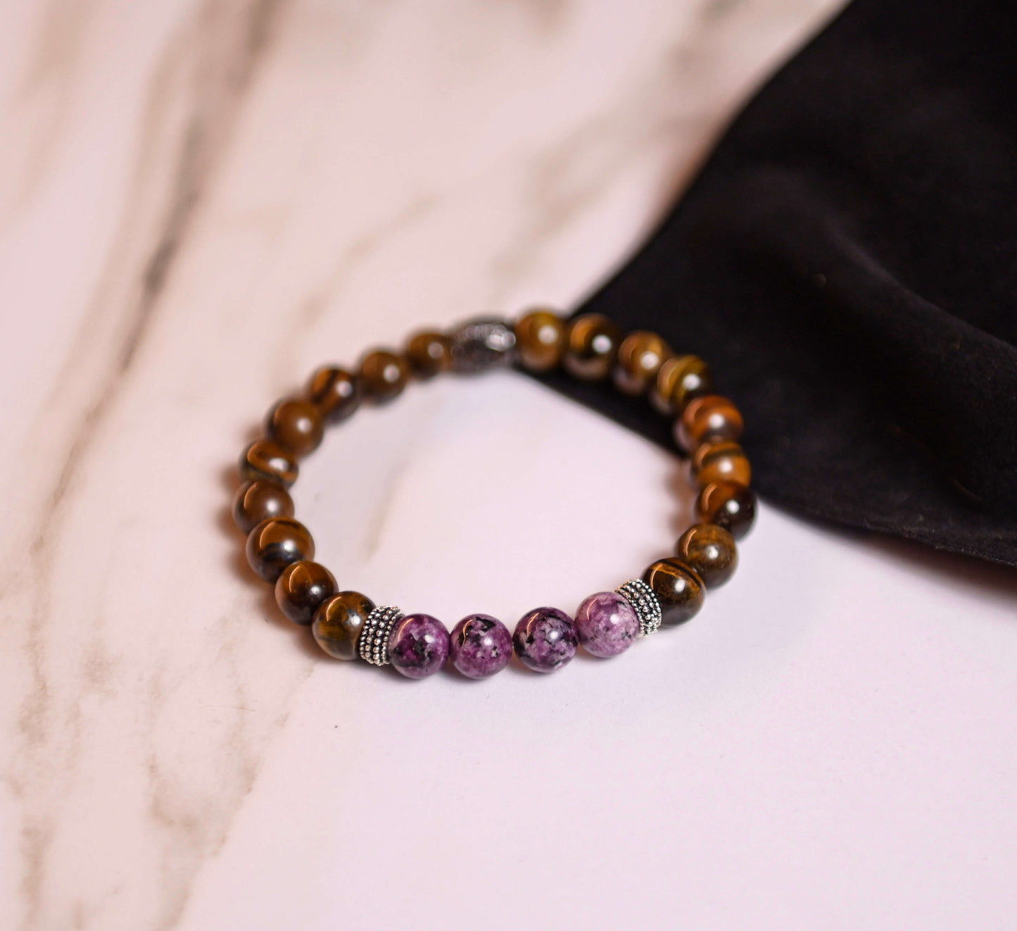 Tiger Eye & Purple Jasper (عين النمر و حجر اليشب البنفسجي)