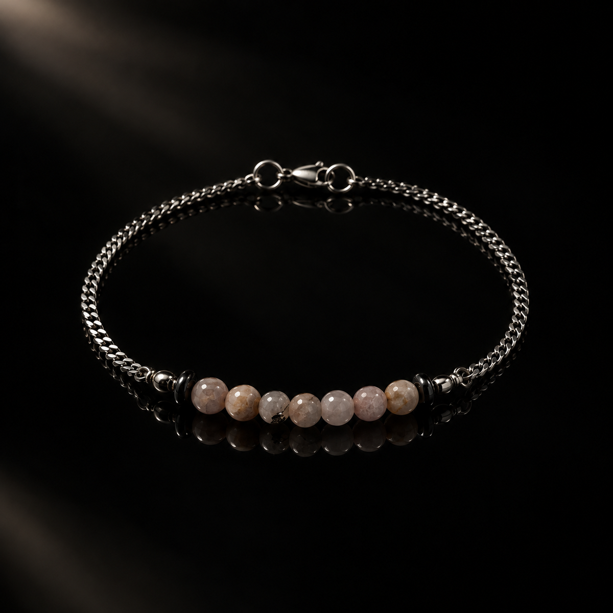 #06: Milky Quartz & Silver Plates Stainless steel.