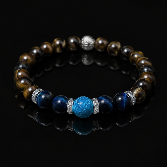 Frosty Blue Agate, Blue & Brown Tiger Eye