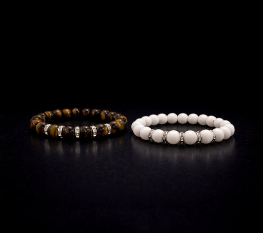 Double Trouble: White Agate & Tiger Eye عرض الدوبل: عين النمر و عقيق ابيض